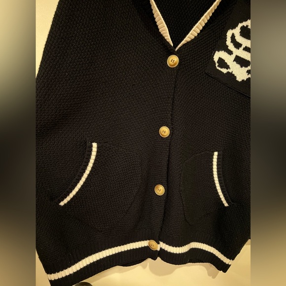 Pre-owned Unisex Salasai Oversized Black Merino Wool Cardigan - Picture 8 of 9